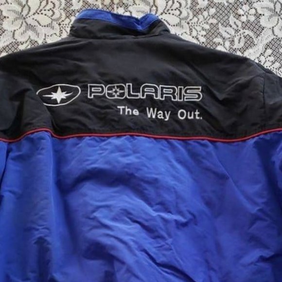 Vintage Polaris Winter Snowmobile Jacket Black Blue Medium - Picture 6 of 8